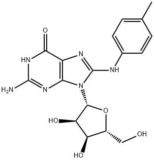 2-Amino-9-((2R,3R,4S,5R)-3,4-dihydroxy-5-(hydroxymethyl)tetrahydrofuran-2-yl)-8-(p-tolylamino)-1H-purin-6(9H)-one 结构式