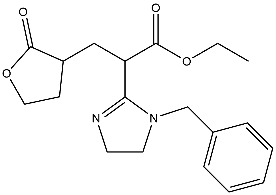 1H-Imidazole-2-acetic acid, 4,5-dihydro-1-(phenylmethyl)-α-[(tetrahydro-2-oxo-3-furanyl)methyl]-, ethyl ester 结构式