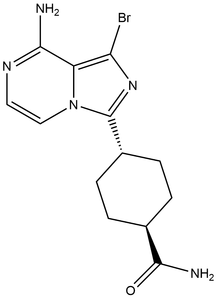 trans-4-(8-Amino-1-bromoimidazo[1,5-a]pyrazin-3-yl)cyclohexanecarboxamide 结构式