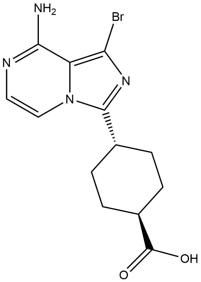 trans-4-(8-Amino-1-bromoimidazo[1,5-a]pyrazin-3-yl)cyclohexanecarboxylic acid 结构式