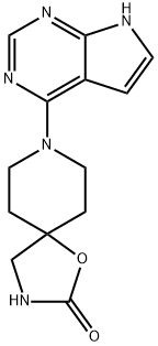 8-(7H-Pyrrolo[2,3-d]pyrimidin-4-yl)-1-oxa-3,8-diazaspiro[4.5]decan-2-one 结构式