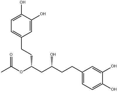 1,2-Benzenediol, 4,4'-[(3R,5R)-3-(acetyloxy)-5-hydroxy-1,7-heptanediyl]bis- 结构式