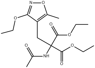 Propanedioic acid, 2-(acetylamino)-2-[(3-ethoxy-5-methyl-4-isoxazolyl)methyl]-, 1,3-diethyl ester 结构式