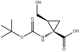 Cyclopropanecarboxylic acid, 1-[[(1,1-dimethylethoxy)carbonyl]amino]-2-(hydroxymethyl)-, (1S-cis)- (9CI) 结构式