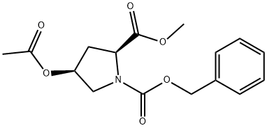 1,2-Pyrrolidinedicarboxylic acid, 4-(acetyloxy)-, 2-methyl 1-(phenylmethyl) ester, (2S,4S)- 结构式