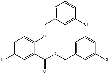 Benzoic acid, 5-bromo-2-[(3-chlorophenyl)methoxy]-, (3-chlorophenyl)methyl ester 结构式