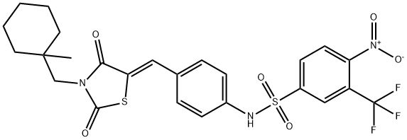 Benzenesulfonamide, N-[4-[(Z)-[3-[(1-methylcyclohexyl)methyl]-2,4-dioxo-5-thiazolidinylidene]methyl]phenyl]-4-nitro-3-(trifluoromethyl)- 结构式