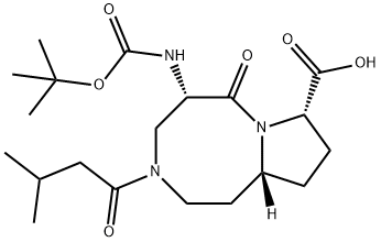 Pyrrolo[1,2-a][1,5]diazocine-8-carboxylic acid, 5-[[(1,1-dimethylethoxy)carbonyl]amino]decahydro-3-(3-methyl-1-oxobutyl)-6-oxo-, (5S,8S,10aR)- 结构式