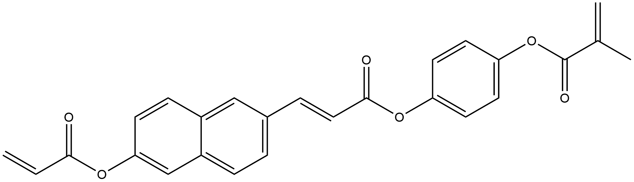 (E)-4-((3-(6-(methacryloyloxy)naphthalen-2-yl)acryloyl)oxy)phenyl methacrylate 结构式