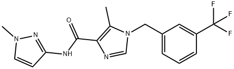 1H-Imidazole-4-carboxamide, 5-methyl-N-(1-methyl-1H-pyrazol-3-yl)-1-[[3-(trifluoromethyl)phenyl]methyl]- 结构式