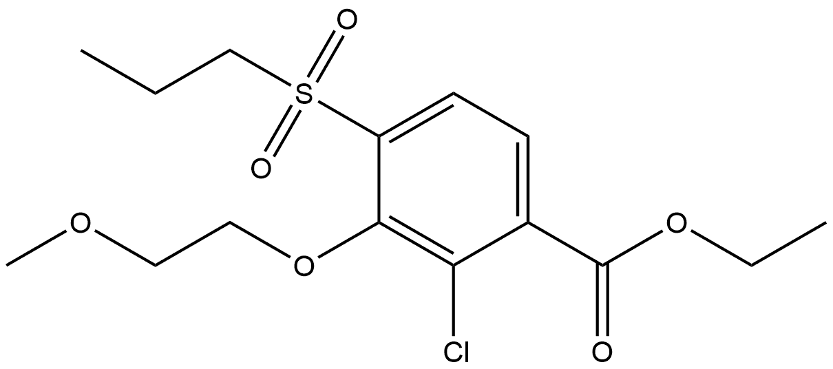 Ethyl 2-chloro-3-(2-methoxyethoxy)-4-(propylsulfonyl)benzoate 结构式