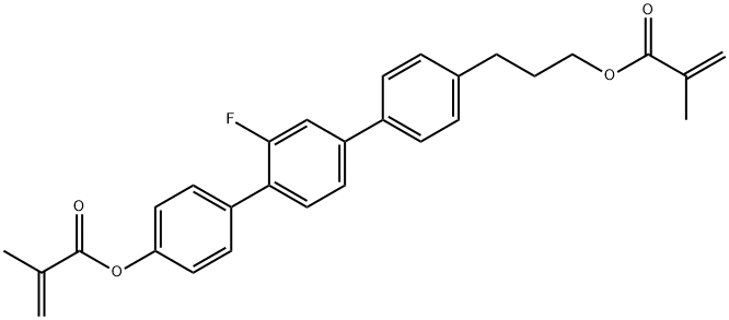 2-Propenoic acid, 2-methyl-, 2'-fluoro-4''-[3-[(2-methyl-1-oxo-2-propen-1-yl)oxy]propyl][1,1':4',1''-terphenyl]-4-yl ester 结构式