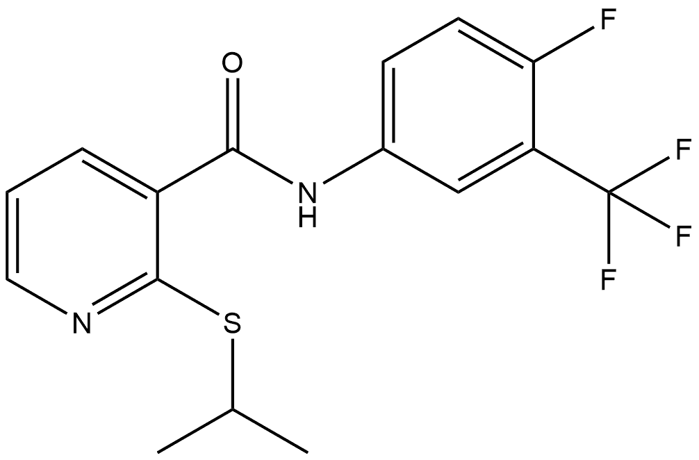 N-[4-Fluoro-3-(trifluoromethyl)phenyl]-2-[(1-methylethyl)thio]-3-pyridinecarb... 结构式