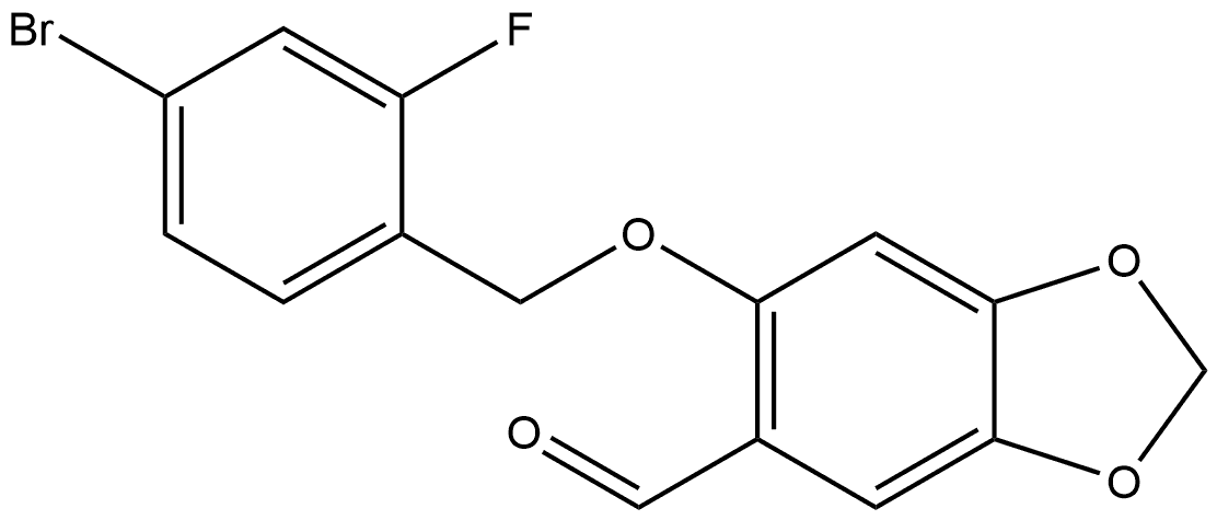 6-[(4-Bromo-2-fluorophenyl)methoxy]-1,3-benzodioxole-5-carboxaldehyde 结构式