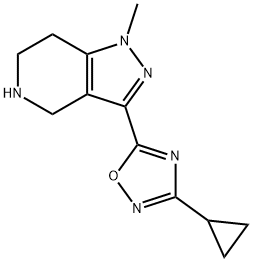 3-Cyclopropyl-5-(1-methyl-4,5,6,7-tetrahydro-1H-pyrazolo[4,3-c]pyridin-3-yl)-1,2,4-oxadiazole hydrochloride 结构式