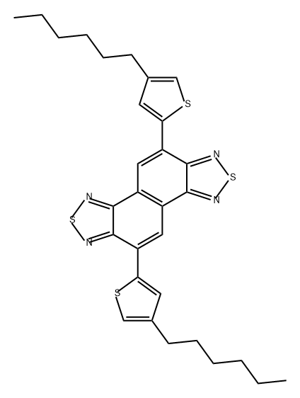 Naphtho[1,2-c:5,6-c']bis[1,2,5]thiadiazole, 5,10-bis(4-hexyl-2-thienyl)- 结构式