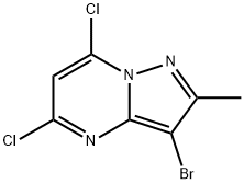 3-溴-5,7-二氯-2-甲基吡唑并[1,5-A]嘧啶 结构式
