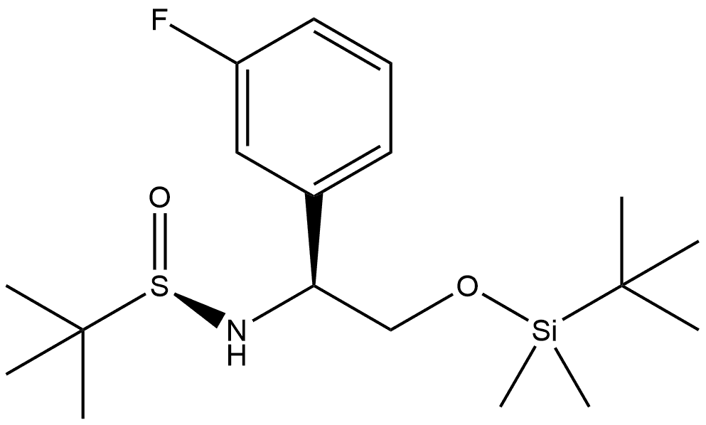 2-Propanesulfinamide, N-[(1S)-2-[[(1,1-dimethylethyl)dimethylsilyl]oxy]-1-(3-fluorophenyl)ethyl]-2-methyl-, [S(R)]- 结构式