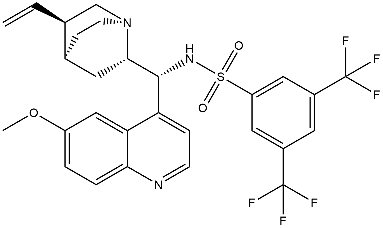 Benzenesulfonamide, N-[(8α,9R)-6'-methoxycinchonan-9-yl]-3,5-bis(trifluoromethyl)- 结构式