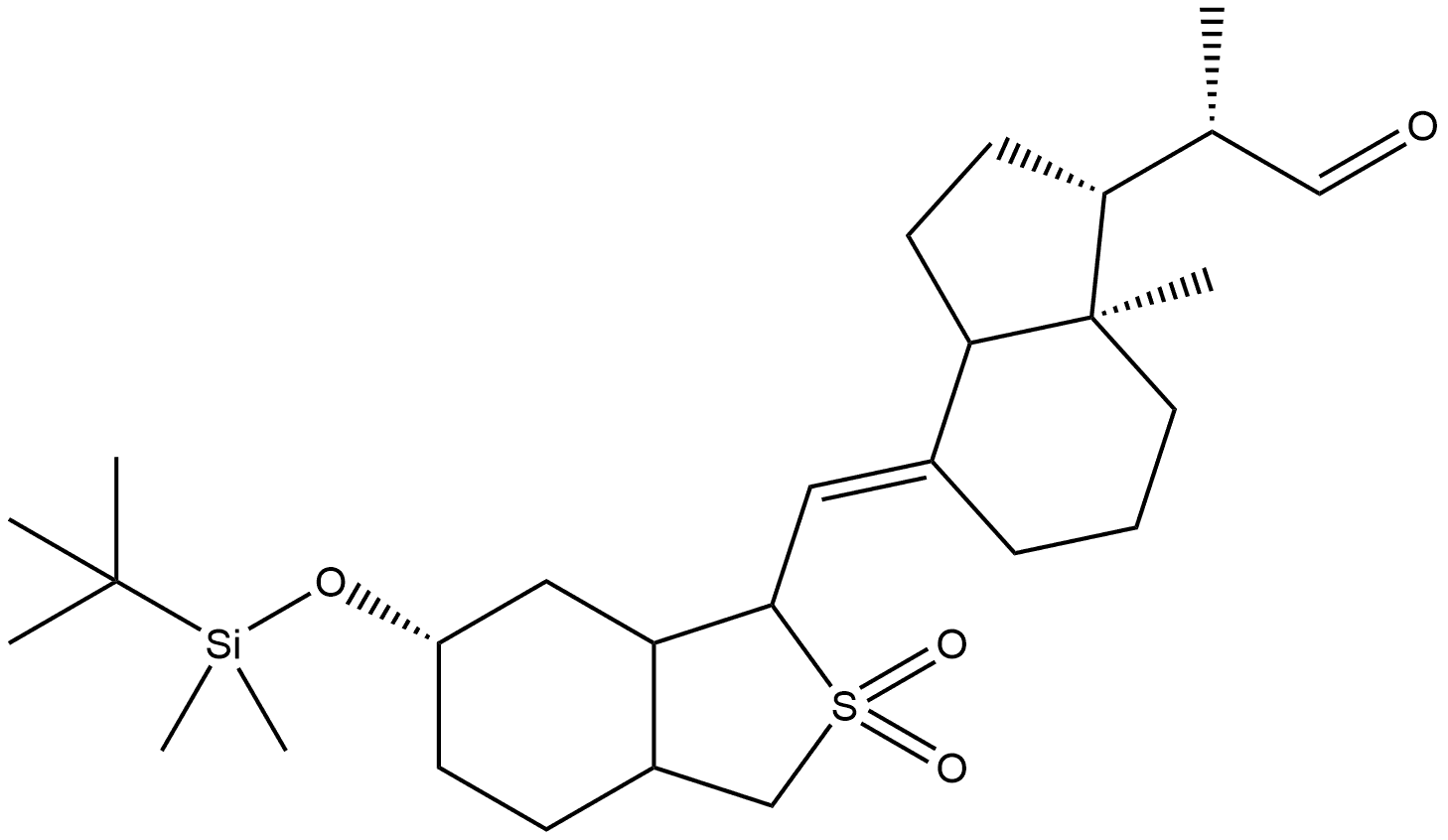 2-{4-[6-(tert-Butyl-dimethyl-silanyloxy)-2,2-dioxo-octahydro-2l6-benzo[c]thiophen-1-ylmethylene]-7a-methyl-octahydro-inden-1-yl}-pro
pioldehyde 结构式