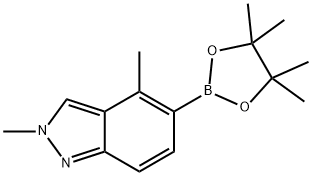 2,4-二甲基-5-(4,4,5,5-四甲基-1,3,2-二氧杂硼烷-2-基)-2H-吲唑 结构式