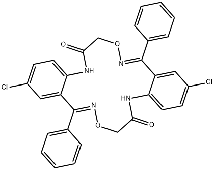 2,12-Dichloro-5,7-15,17-tetrahydro-10,20-diphenyl-6H,16H-dibenzo[d,l][ 1,9.2,6,10,14]dioxotetraazacyclohexadecine-6,16-dione 结构式