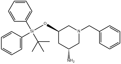 3-Piperidinamine, 5-[[(1,1-dimethylethyl)diphenylsilyl]oxy]-1-(phenylmethyl)-, (3R,5R)- 结构式