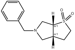 REL-(3AS,6AS)-5-苄基六氢-2H-噻吩并[2,3-C]吡咯1,1-二氧化物 结构式