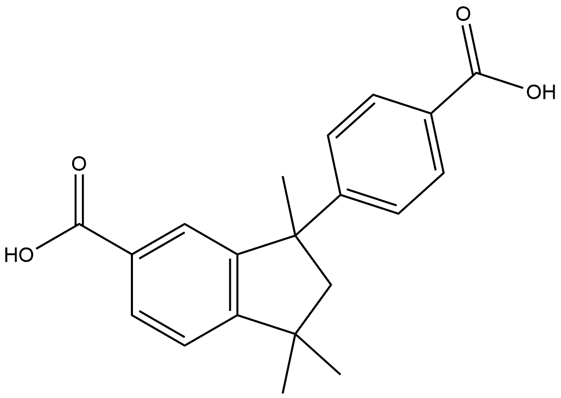 1H-Indene-5-carboxylic acid, 3-(4-carboxyphenyl)-2,3-dihydro-1,1,3-trimethyl-, (+)- 结构式