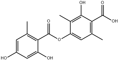 Benzoic acid, 4-[(2,4-dihydroxy-6-methylbenzoyl)oxy]-2-hydroxy-3,6-dimethyl- 结构式