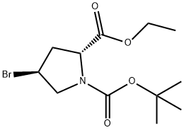 1,2-Pyrrolidinedicarboxylic acid, 4-bromo-, 1-(1,1-dimethylethyl) 2-ethyl ester, (2R-trans)- (9CI) 结构式