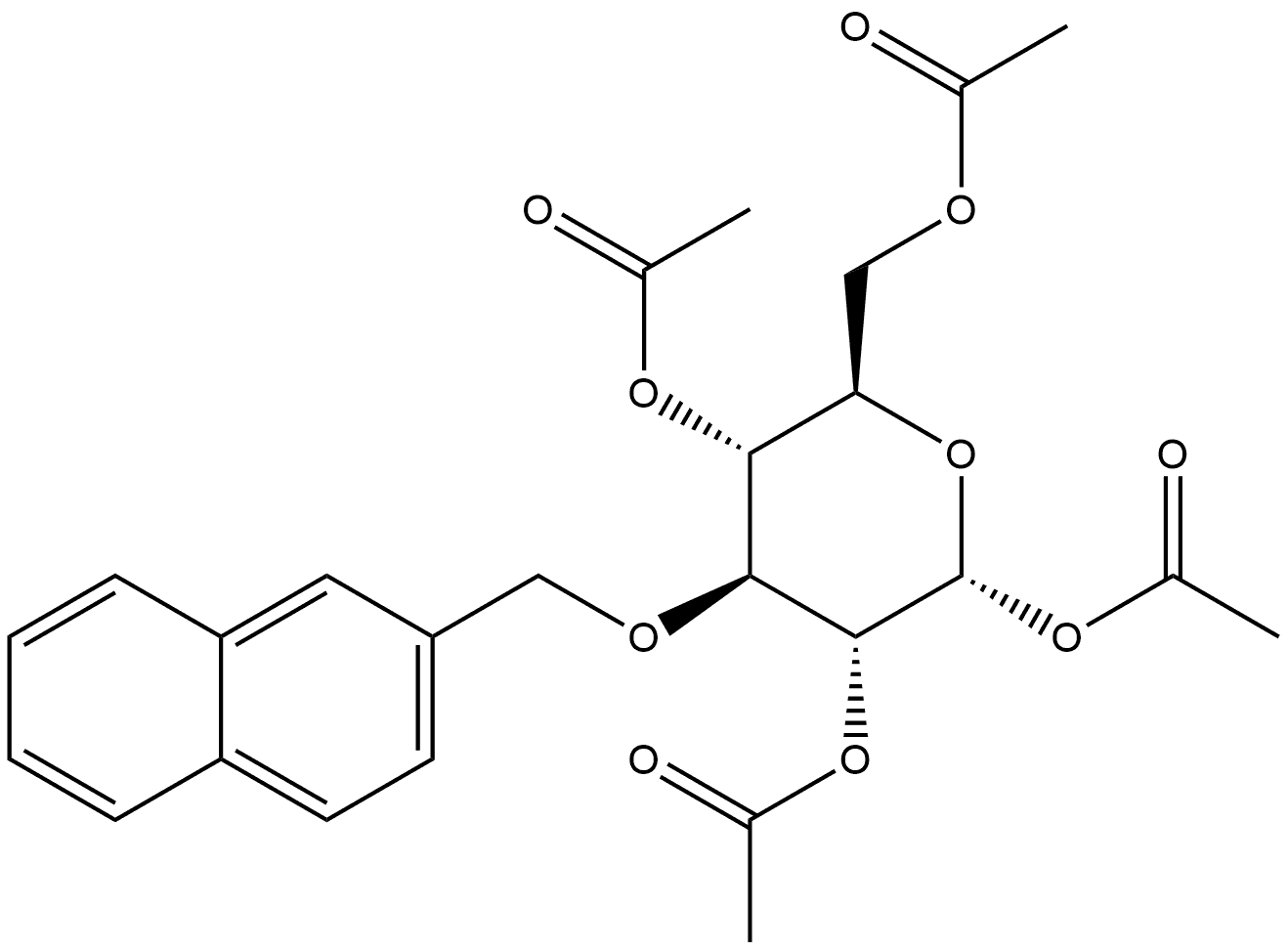 α-D-Glucopyranose, 3-O-(2-naphthalenylmethyl)-, 1,2,4,6-tetraacetate 结构式