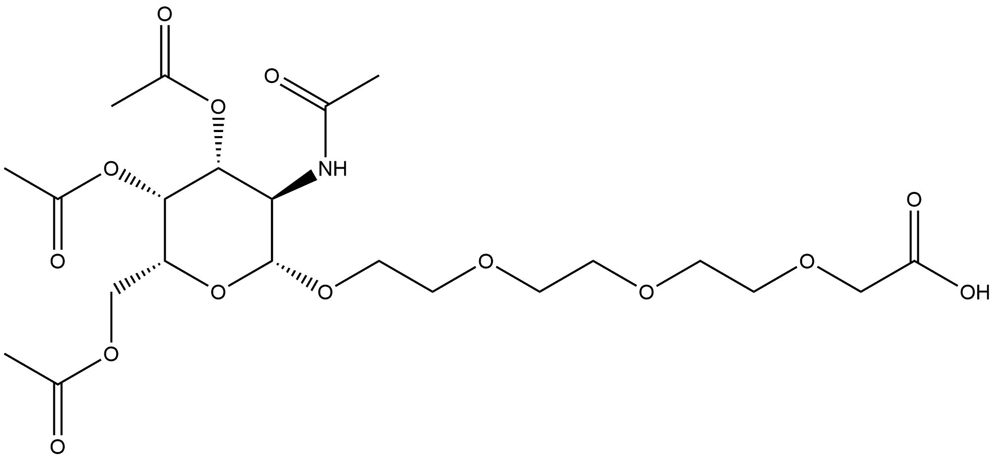 Acetic acid, 2-[2-[2-[2-[[3,4,6-tri-O-acetyl-2-(acetylamino)-2-deoxy-β-D-galactopyranosyl]oxy]ethoxy]ethoxy]ethoxy]- 结构式