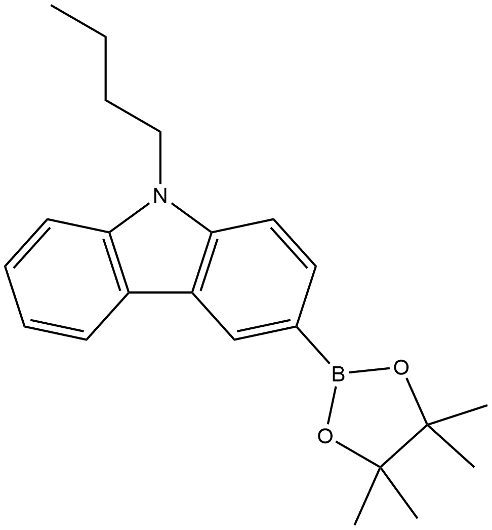 9-丁基-3-(4,4,5,5-四甲基-1,3,2-二氧硼杂环戊烷-2-基)-9H-咔唑 结构式