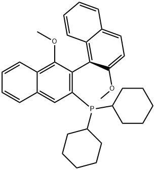 二环己基[(1S)-1′,2-二甲氧基[1,2′-联萘]-3′-基]膦 结构式