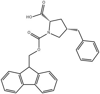 (2S,4S)-1-(((9H-芴-9-基)甲氧基)羰基)-4-苄基吡咯烷-2-甲酸 结构式