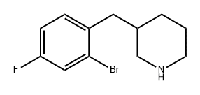 3-(2-溴-4-氟苄基)哌啶 结构式