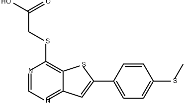 2-({6-[4-(methylsulfanyl)phenyl]thieno[3,2-d]pyrim
idin-4-yl}sulfanyl)acetic acid 结构式