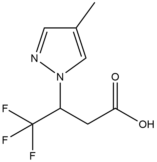 4,4,4-trifluoro-3-(4-methyl-1H-pyrazol-1-yl)butanoic acid 结构式