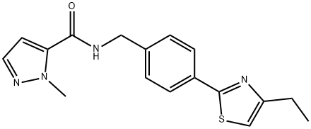 1H-Pyrazole-5-carboxamide, N-[[4-(4-ethyl-2-thiazolyl)phenyl]methyl]-1-methyl- 结构式