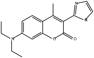 2H-1-Benzopyran-2-one, 7-(diethylamino)-3-(1H-imidazol-2-yl)-4-methyl- 结构式