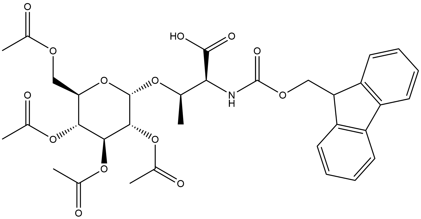 Fmoc-L-Thr(α-D-Glc(Ac)4)-OH 结构式