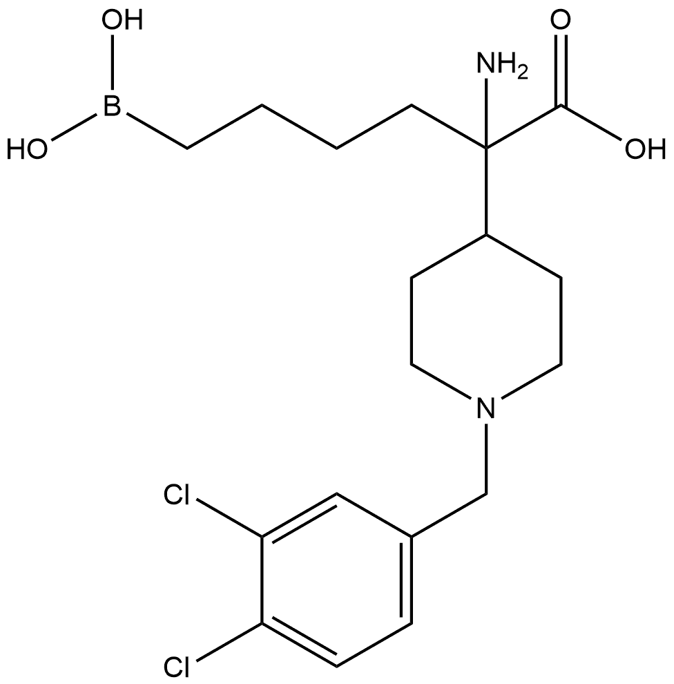 2-Amino-6-borono-2-(1-(3,4-dichlorobenzyl)piperidin-4-yl)hexanoic acid 结构式