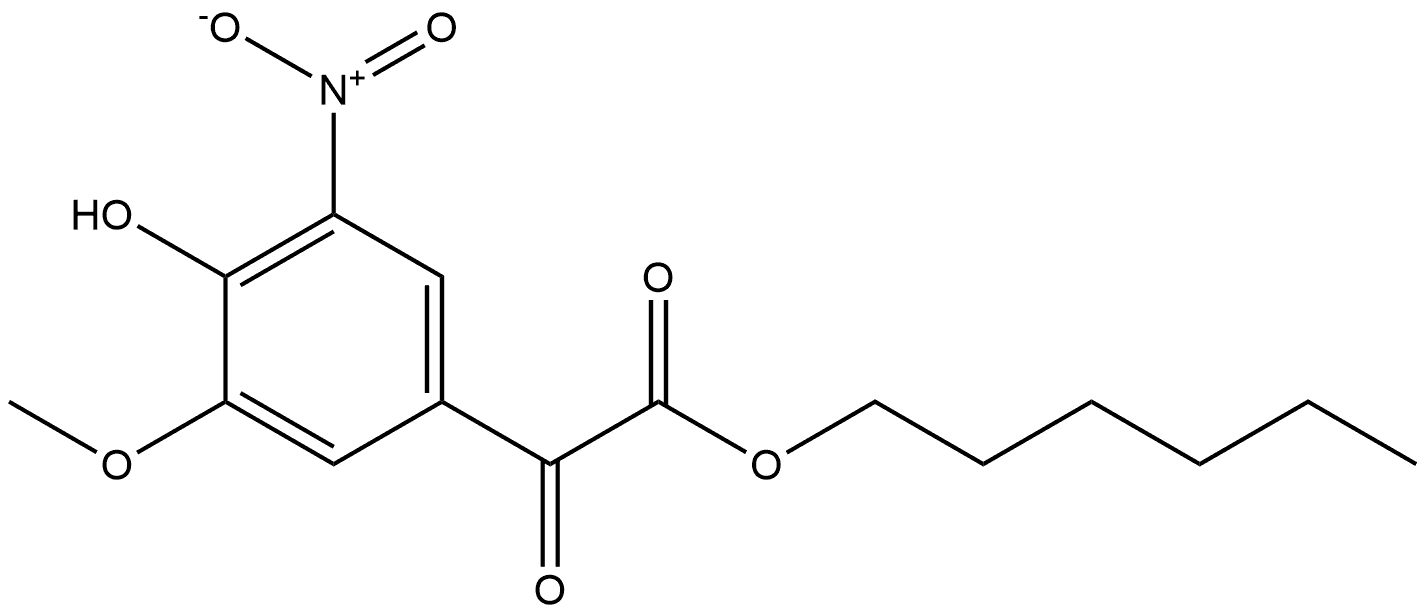 Benzeneacetic acid, 4-hydroxy-3-methoxy-5-nitro-α-oxo-, hexyl ester 结构式