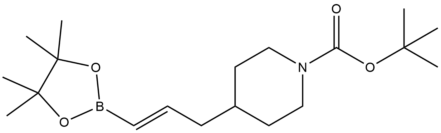 (E)-4-(3-(4,4,5,5-四甲基-1,3,2-二氧硼杂环戊烷-2-基)烯丙基)哌啶-1-羧酸叔丁酯 结构式