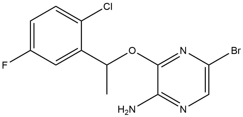 5-bromo-3-(1-(2-chloro-5-fluorophenyl)ethoxy)pyrazin-2-amine 结构式