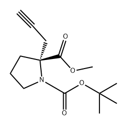 1,2-Pyrrolidinedicarboxylic acid, 2-(2-propyn-1-yl)-, 1-(1,1-dimethylethyl) 2-methyl ester, (2R)- 结构式