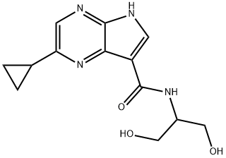 5H-Pyrrolo[2,3-b]pyrazine-7-carboxamide, 2-cyclopropyl-N-[2-hydroxy-1-(hydroxymethyl)ethyl]- 结构式