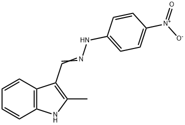 2-methyl-3-[2-(4-nitrophenyl)carbonohydrazonoyl]-1H-indole 结构式