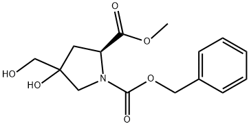 1,2-Pyrrolidinedicarboxylic acid, 4-hydroxy-4-(hydroxymethyl)-, 2-methyl 1-(phenylmethyl) ester, (2S)- 结构式